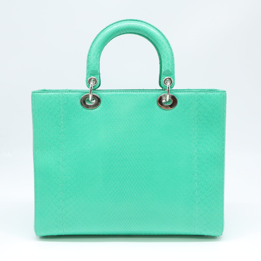 Christian Dior Green Python Large Lady Dior Bag twins B22591