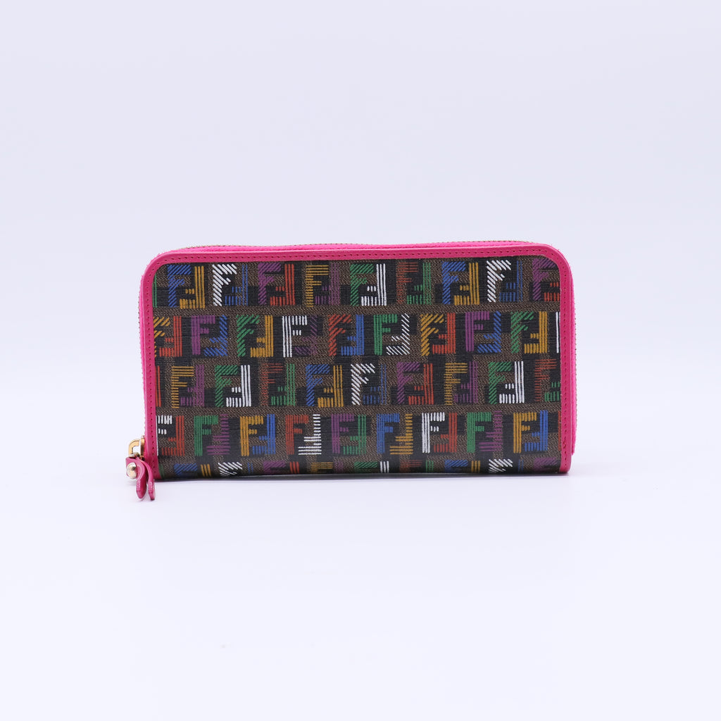 Zucca Spalmati FF Multicolor Zip Around Wallet Multicolor Fuchsia W21514