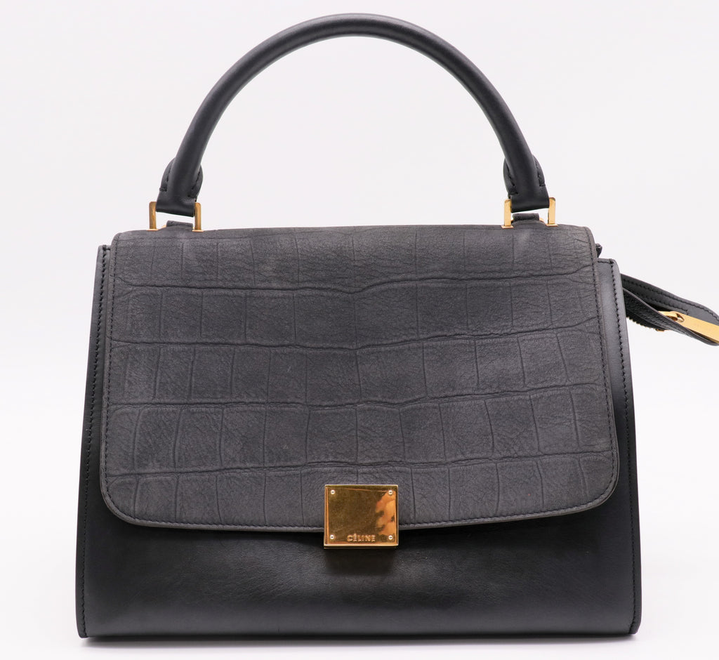 Calfskin Box Flap Top Handle Bag twins