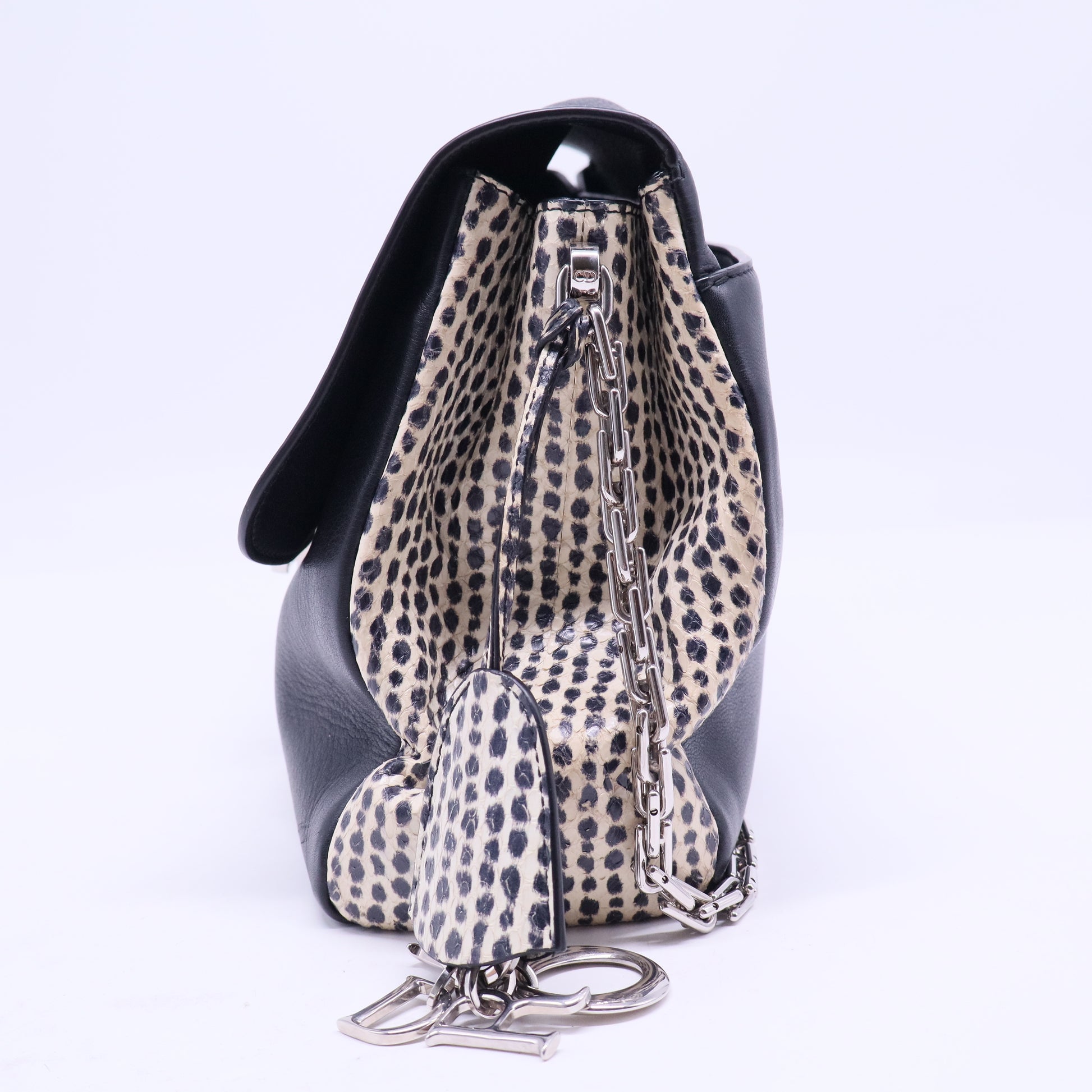 Diorling Shoulder Bag Leather with Python Large Twins B20257