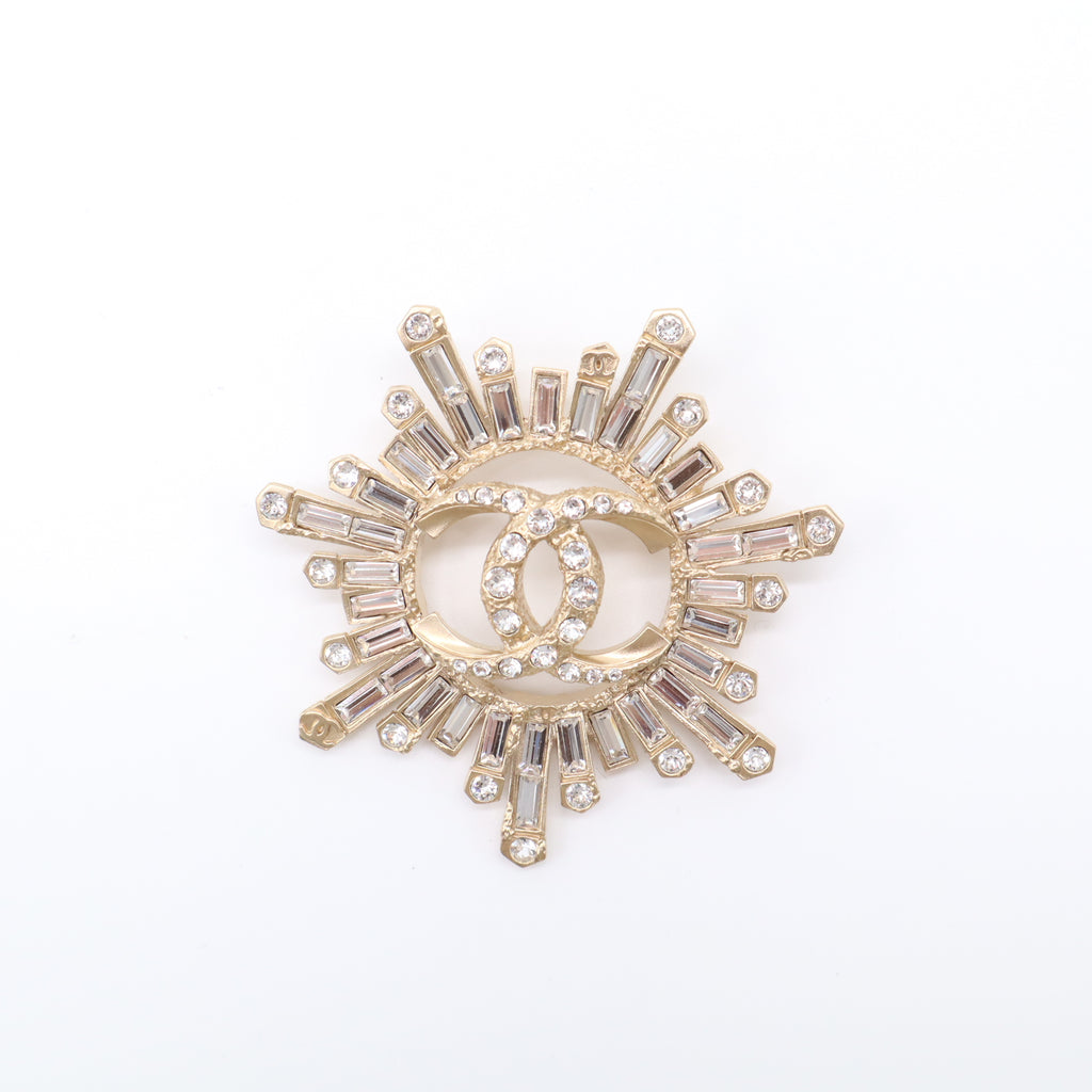 Chanel Crystal Baguette CC Starburst Brooch W21528