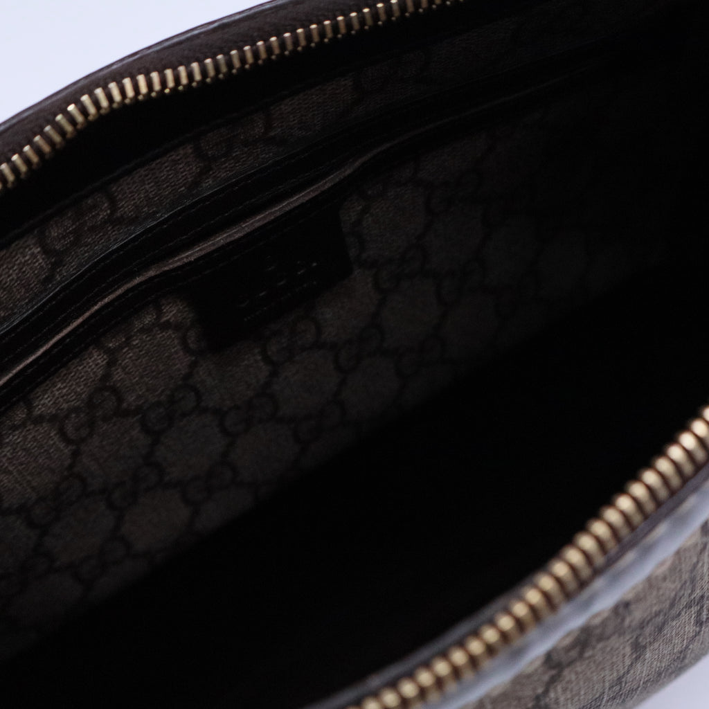 Ophidia small shoulder bag in beige and brown