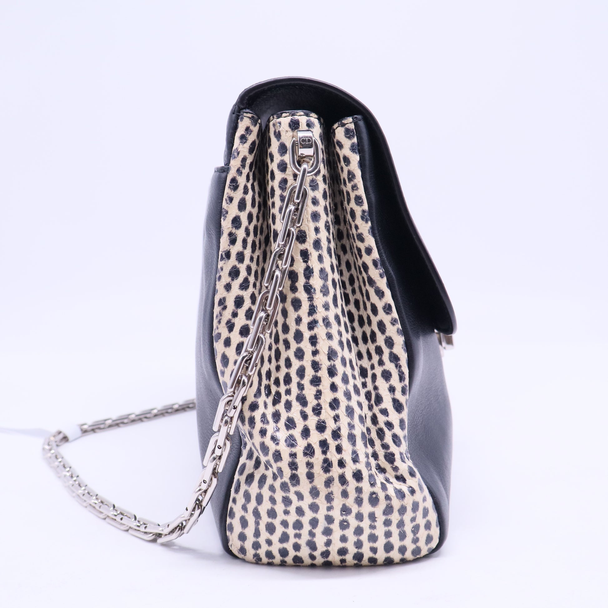 Diorling Shoulder Bag Leather with Python Large Twins B20257
