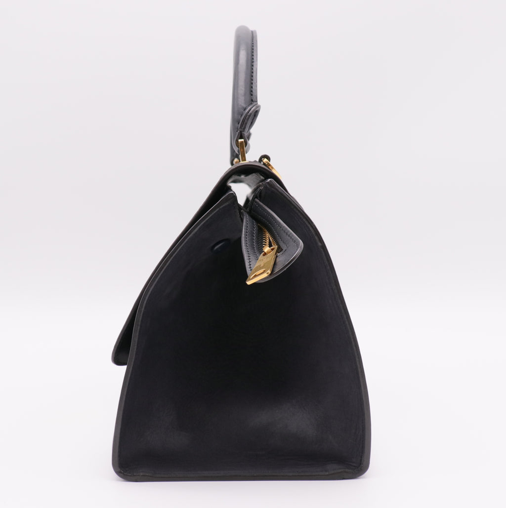 Calfskin Box Flap Top Handle Bag twins