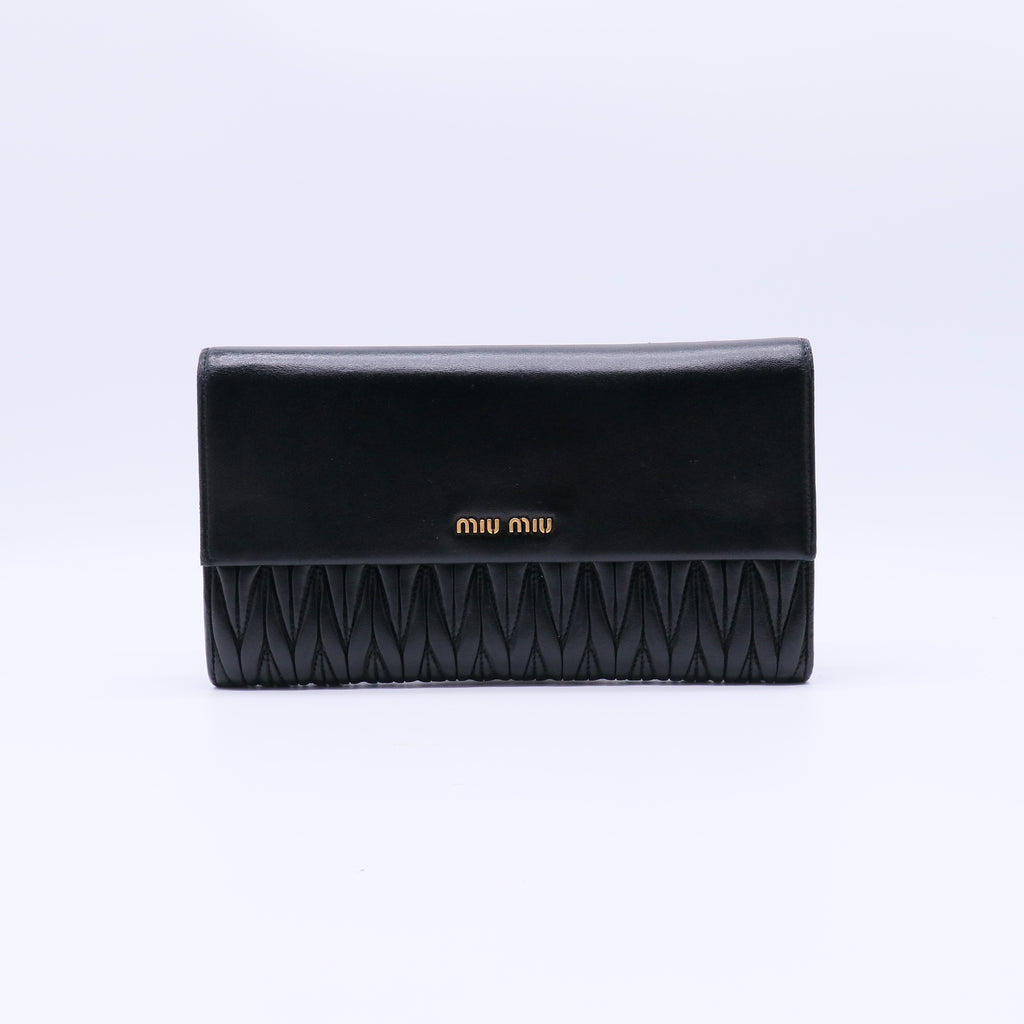 Miu Miu Matelasse Leather Flap Long Wallet W21633