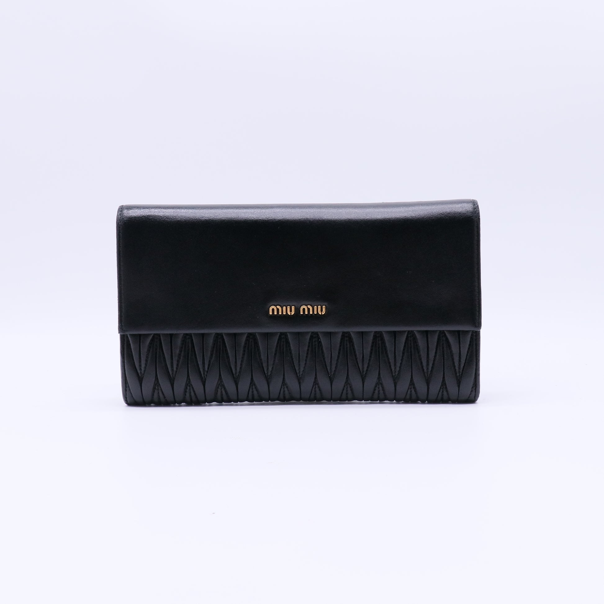 Miu Miu Matelasse Leather Flap Long Wallet W21633