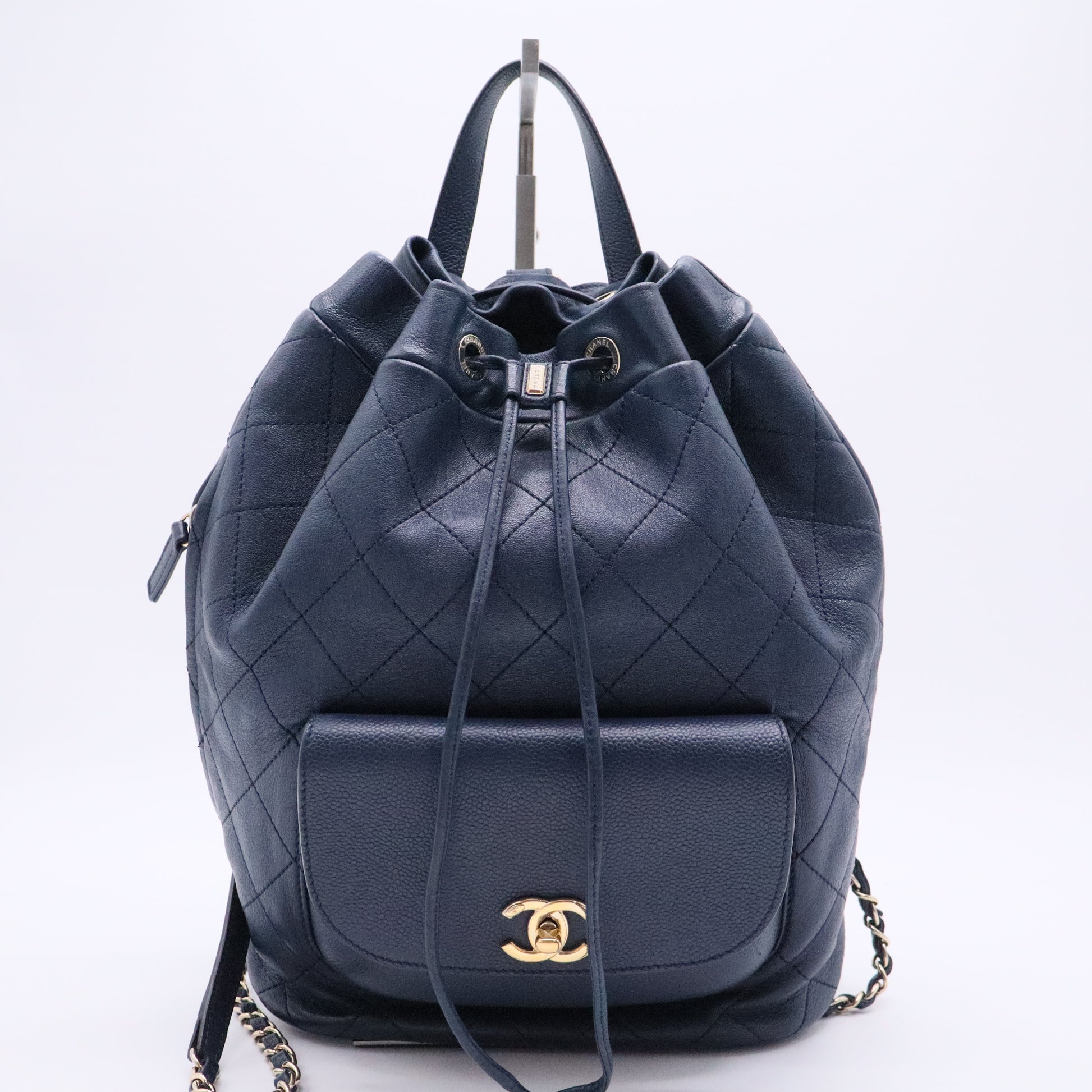 Daily Round Backpack Quilted Calfskin with Caviar
