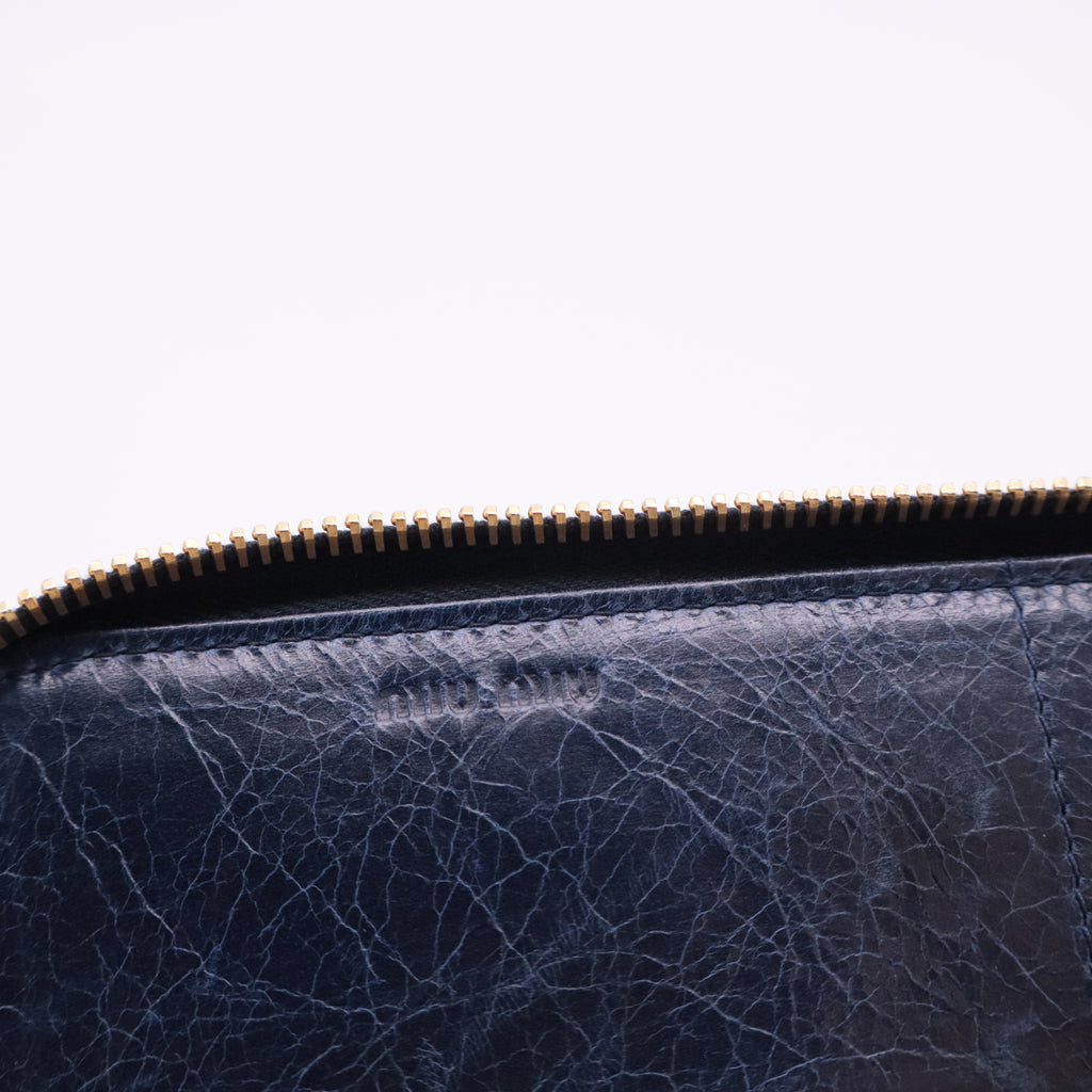 Continental Wallet Matelasse Leather Blue Gisel