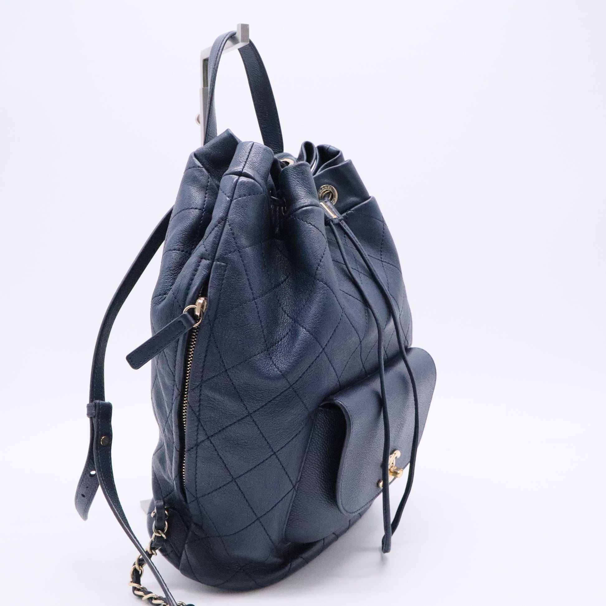 Daily Round Backpack Quilted Calfskin with Caviar