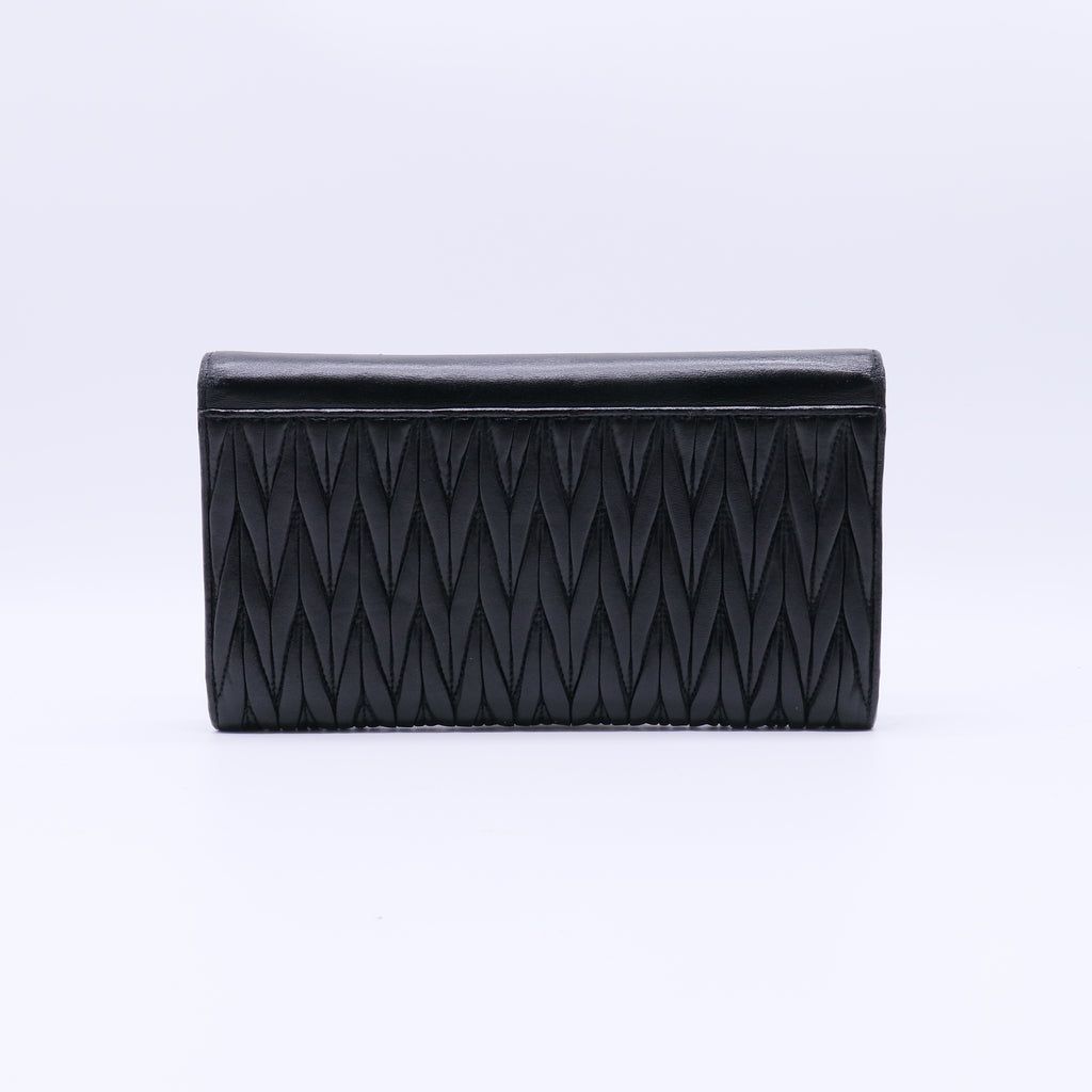 Miu Miu Matelasse Leather Flap Long Wallet W21633