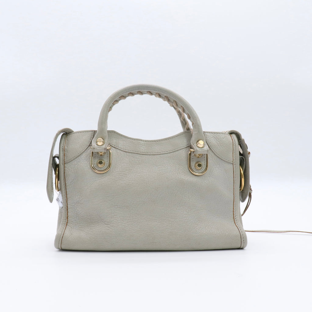 Chevre Gold Metallic Edge Hardware Mini City Gris Clair Gris Perle Twins