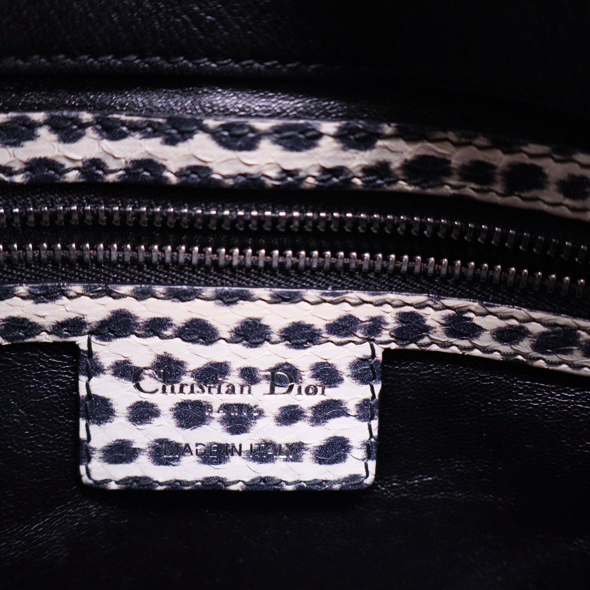 Diorling Shoulder Bag Leather with Python Large Twins B20257