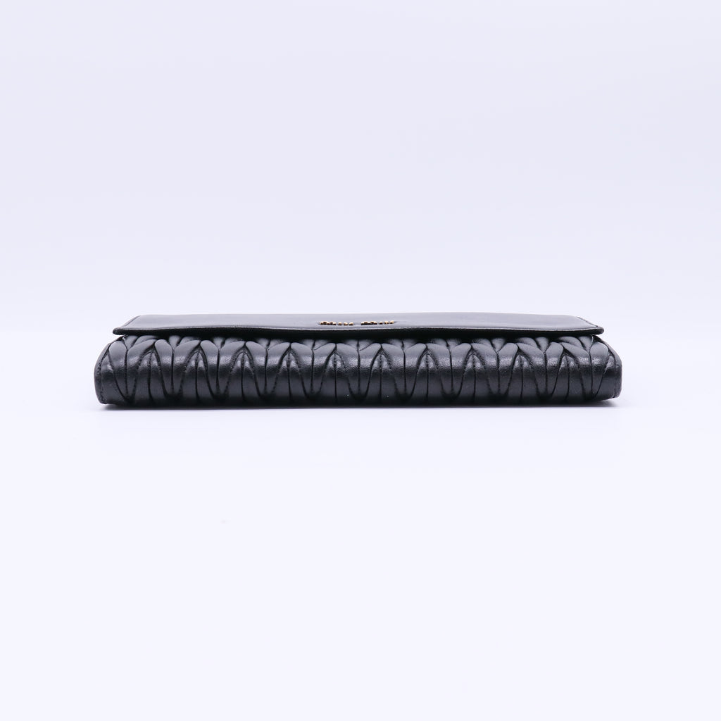 Miu Miu Matelasse Leather Flap Long Wallet W21633