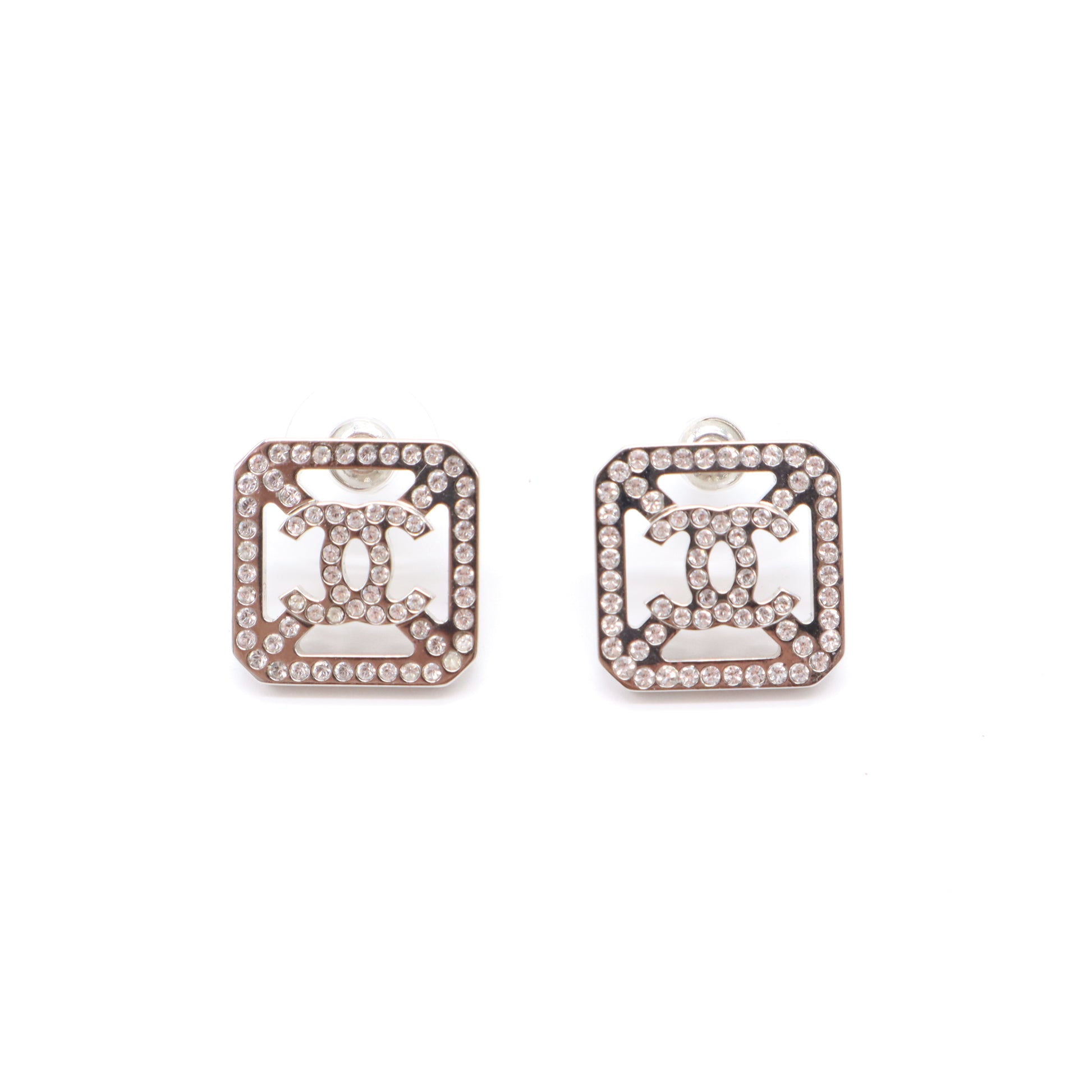 Chanel CC Cutout Square Stud Earrings W21524