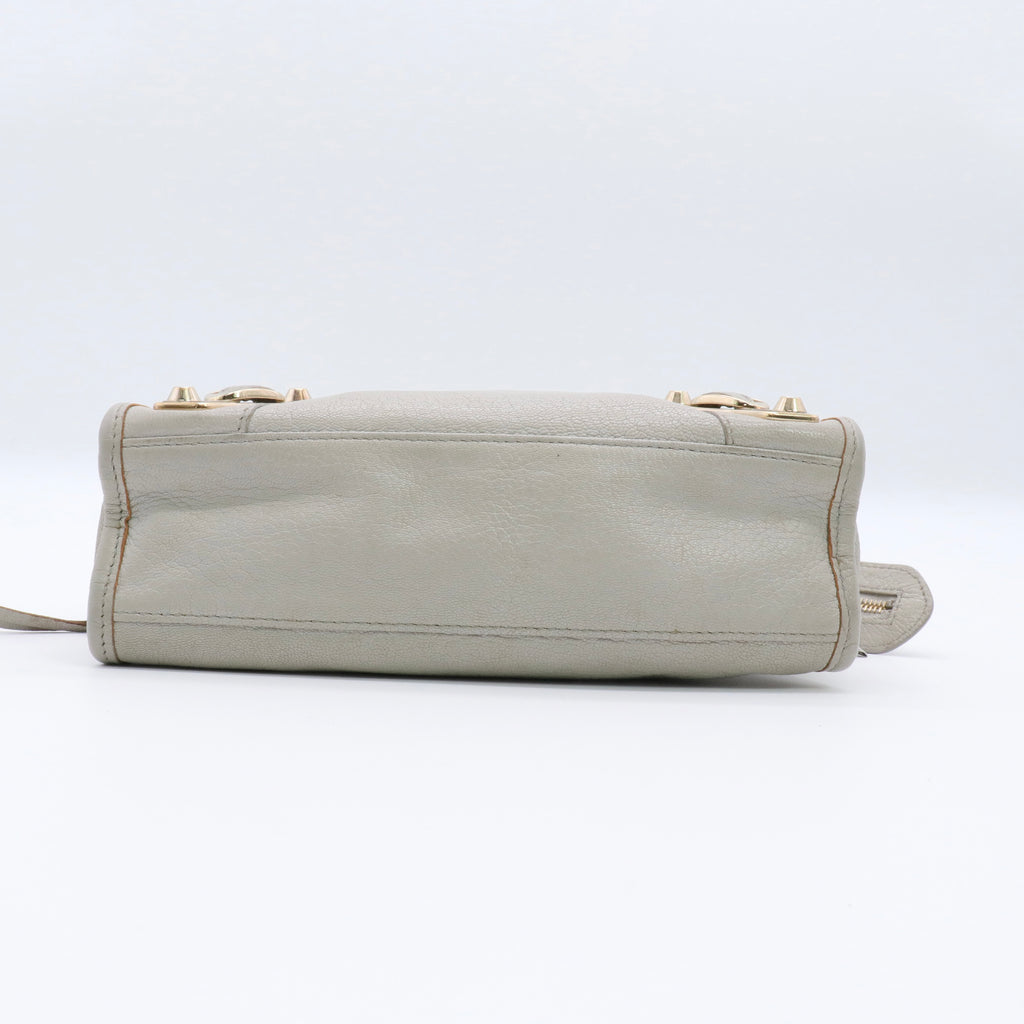 Chevre Gold Metallic Edge Hardware Mini City Gris Clair Gris Perle Twins