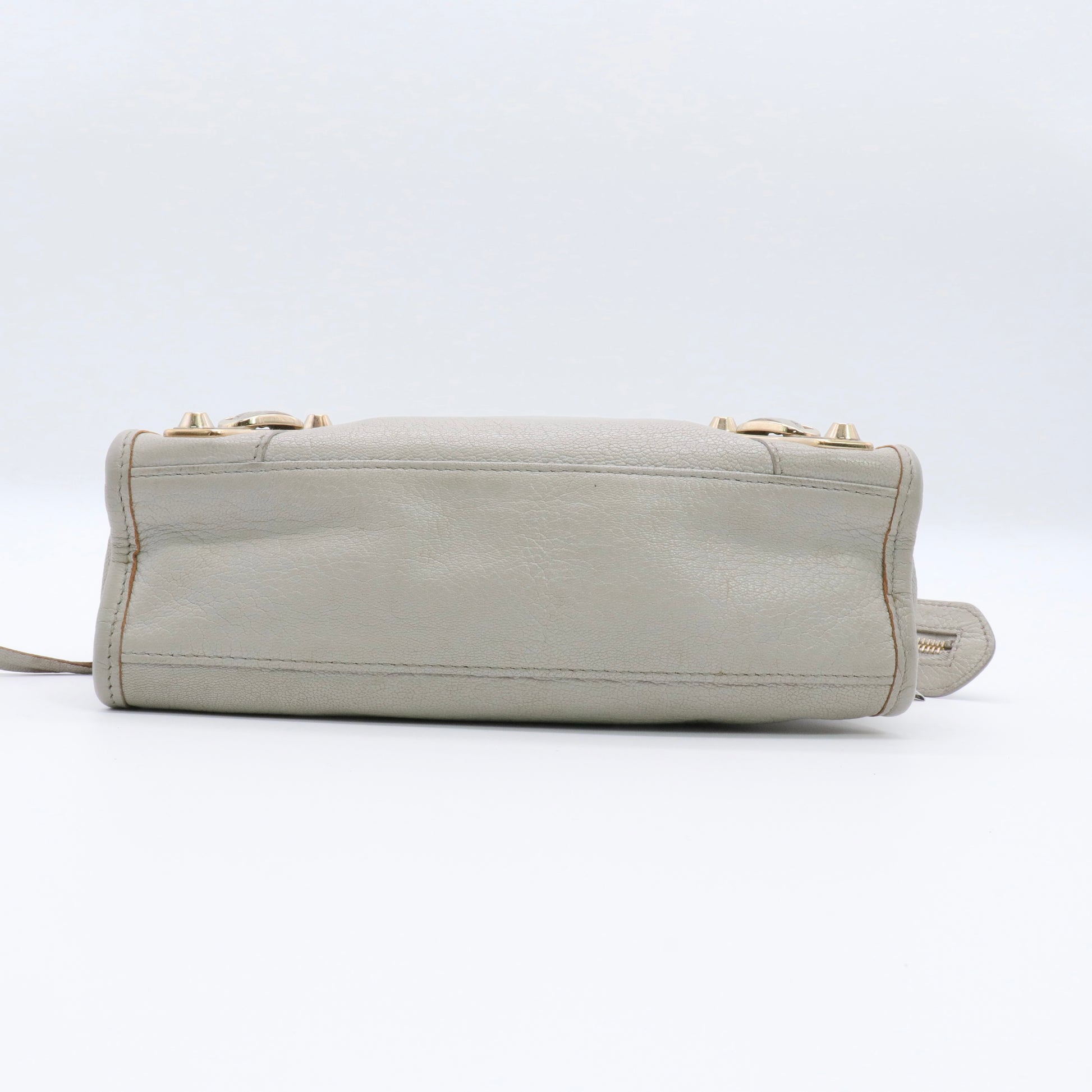 Chevre Gold Metallic Edge Hardware Mini City Gris Clair Gris Perle Twins