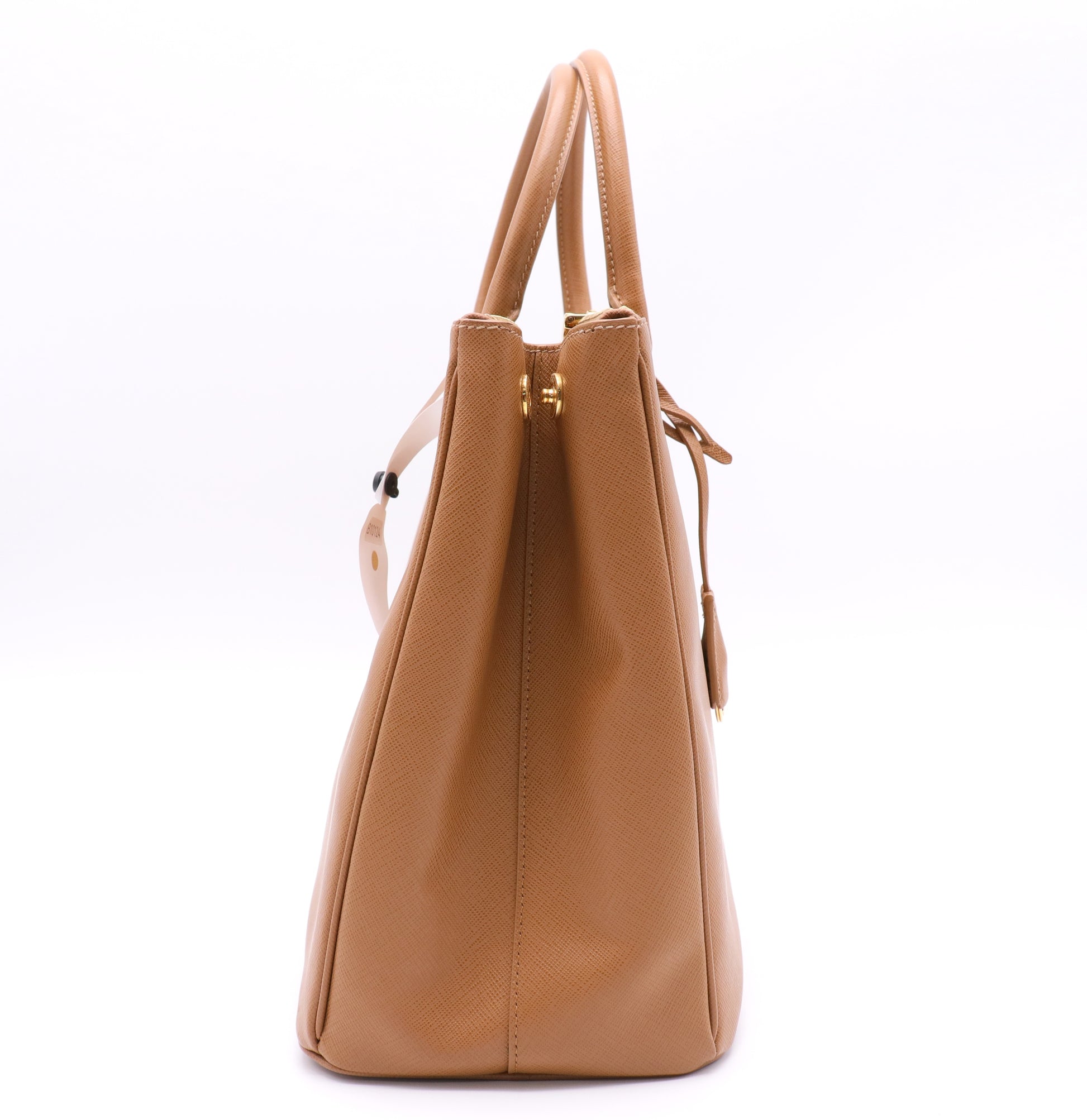 Saffiano Lux Large Double Zip Tote Caramel twins