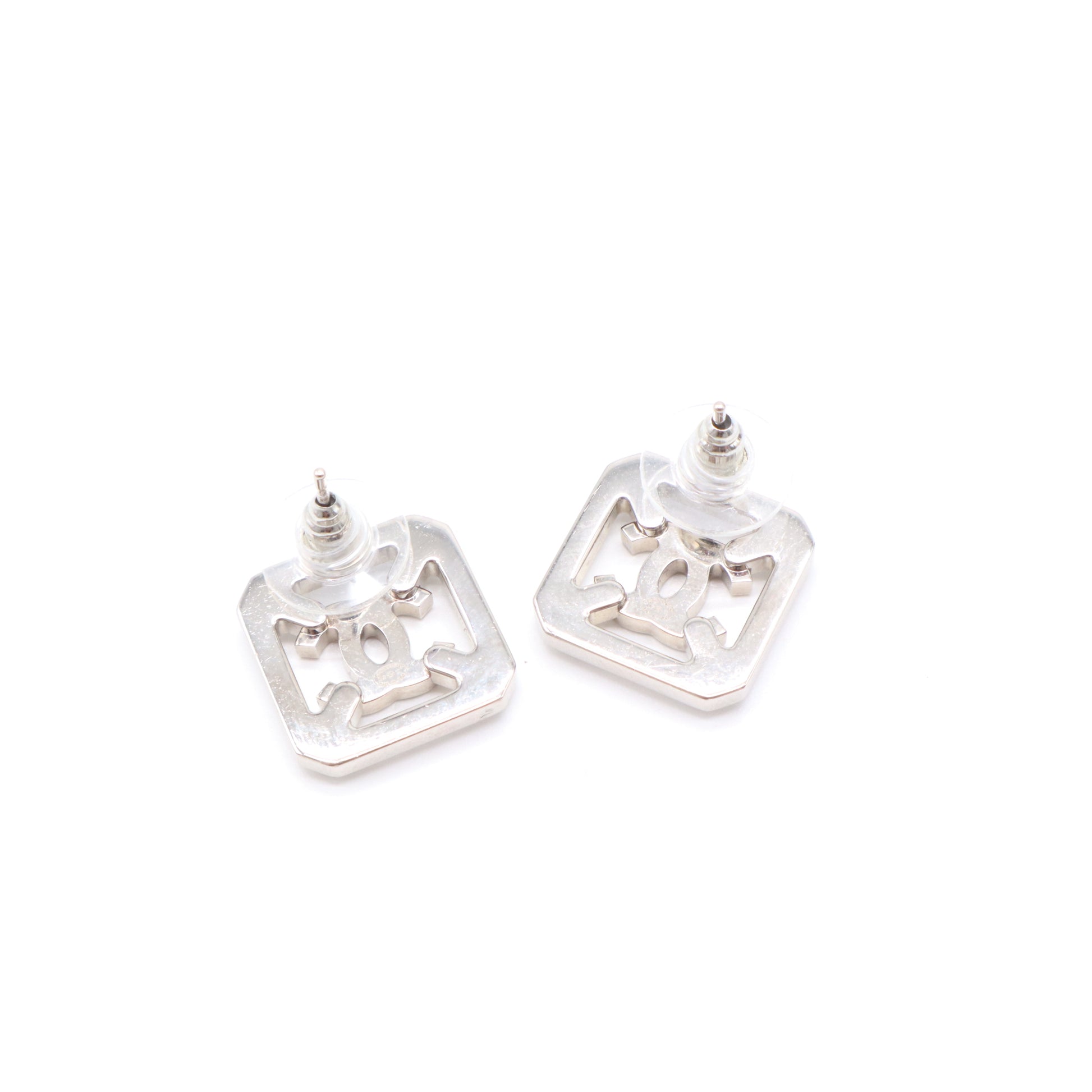 Chanel CC Cutout Square Stud Earrings W21524