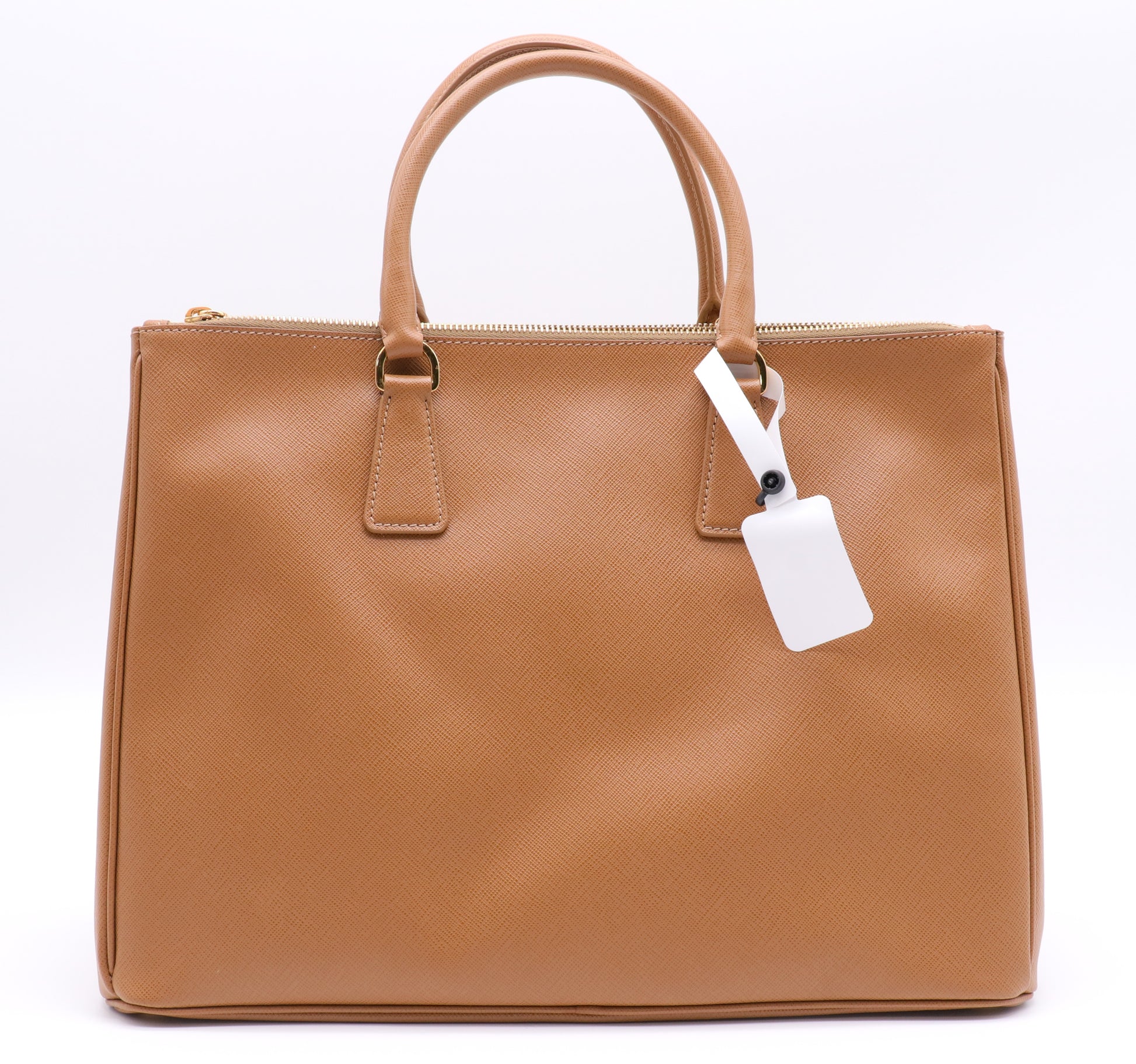 Saffiano Lux Large Double Zip Tote Caramel twins