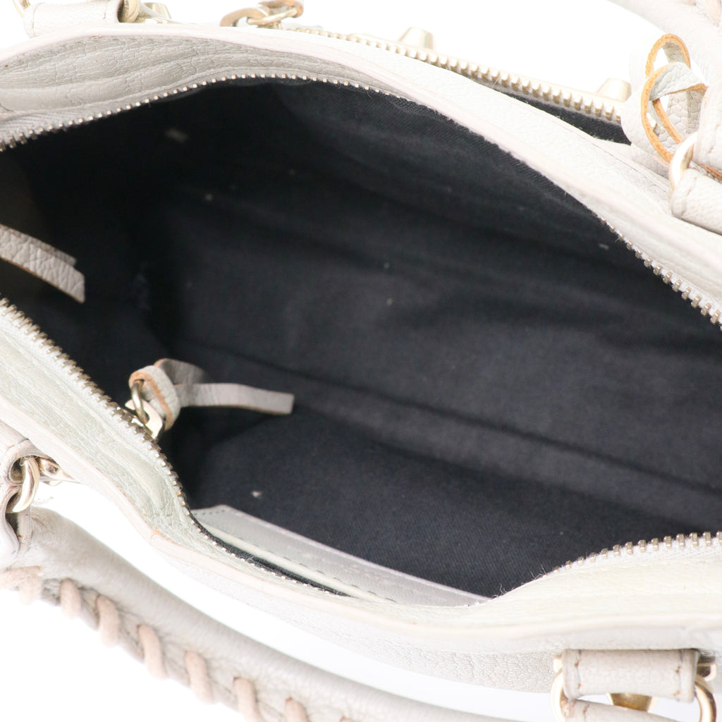 Chevre Gold Metallic Edge Hardware Mini City Gris Clair Gris Perle Twins