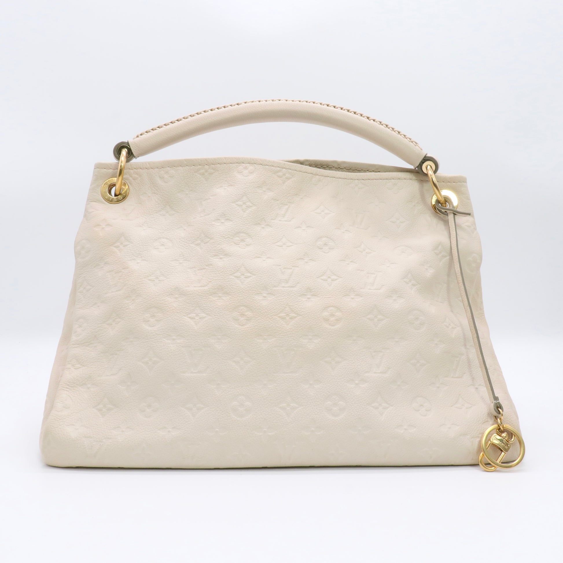 Artsy MM Handbag Monogram Leather Neige Women LV twins