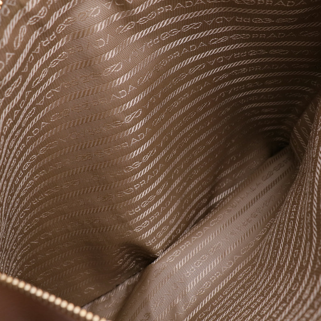 Saffiano Lux Large Double Zip Tote Caramel twins