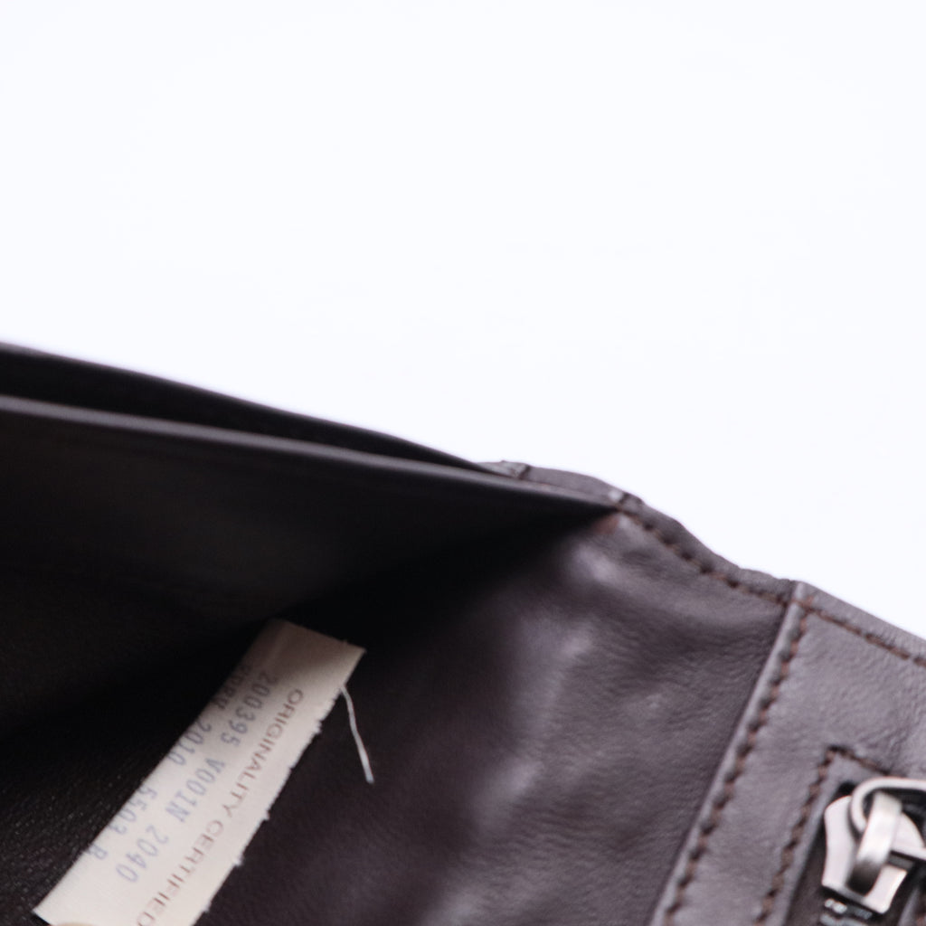 Brown Intrecciato Leather Continental Flap Wallet W20387