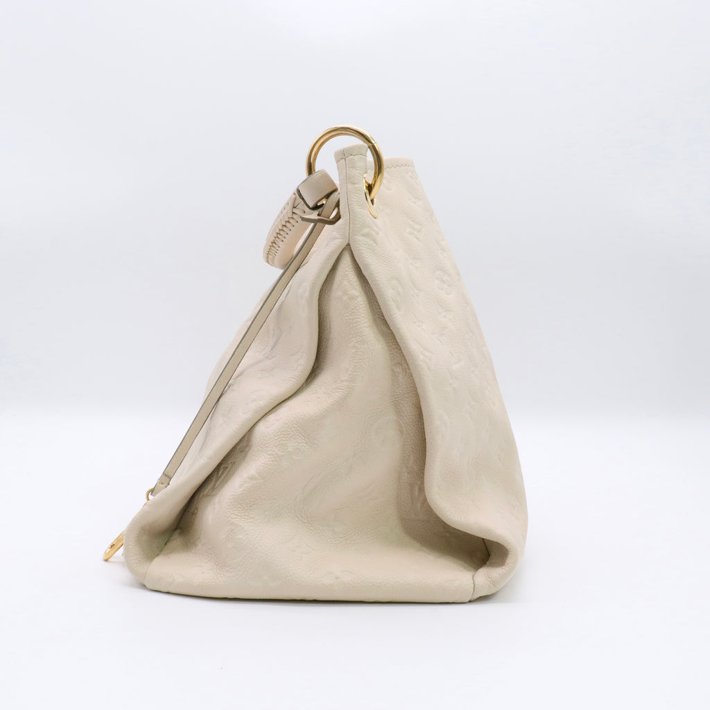 Artsy MM Handbag Monogram Leather Neige Women LV twins