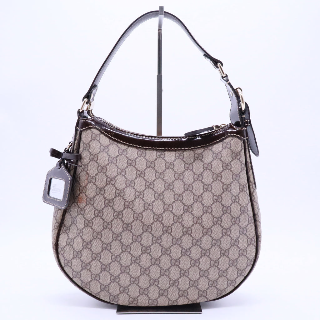 Ophidia small shoulder bag in beige and brown