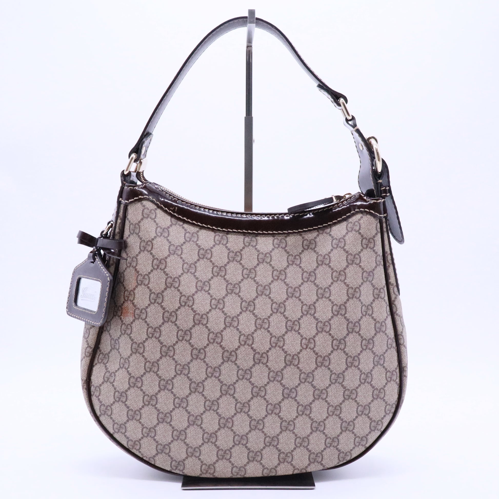Ophidia small shoulder bag in beige and brown
