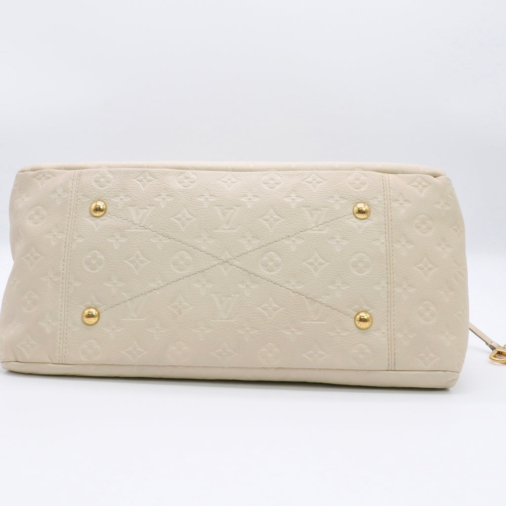 Artsy MM Handbag Monogram Leather Neige Women LV twins