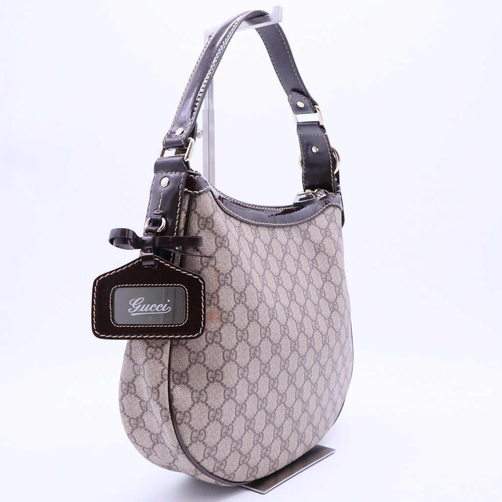 Ophidia small shoulder bag in beige and brown