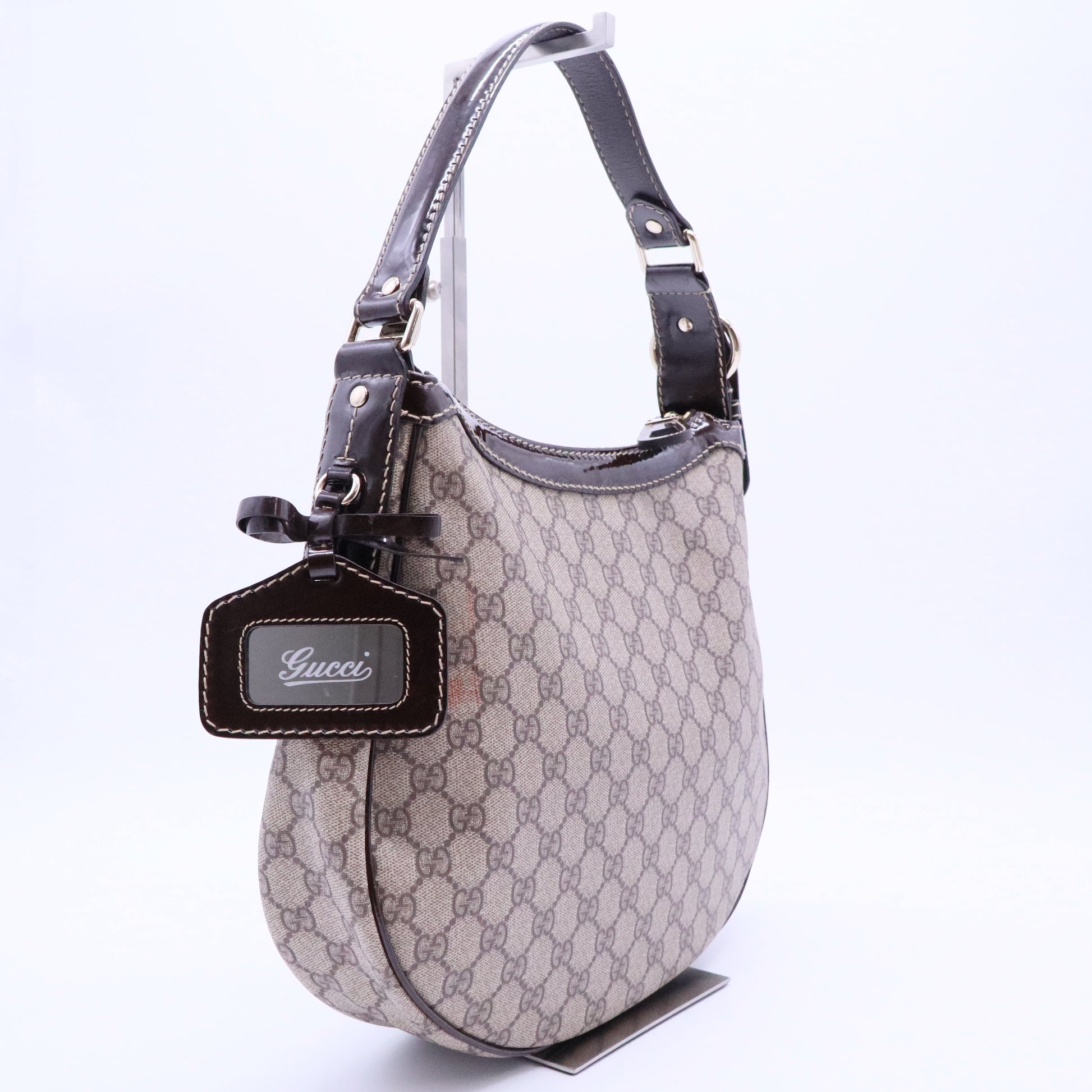 Ophidia small shoulder bag in beige and brown