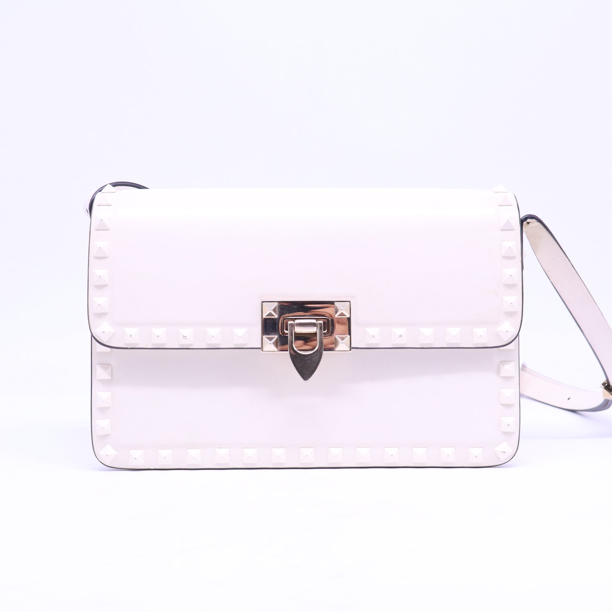 Valentino Rockstud White Leather Shoulder Bags B21198
