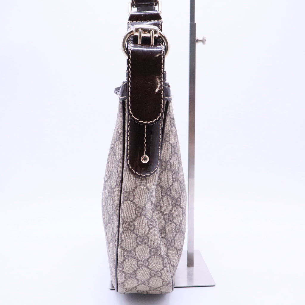Ophidia small shoulder bag in beige and brown