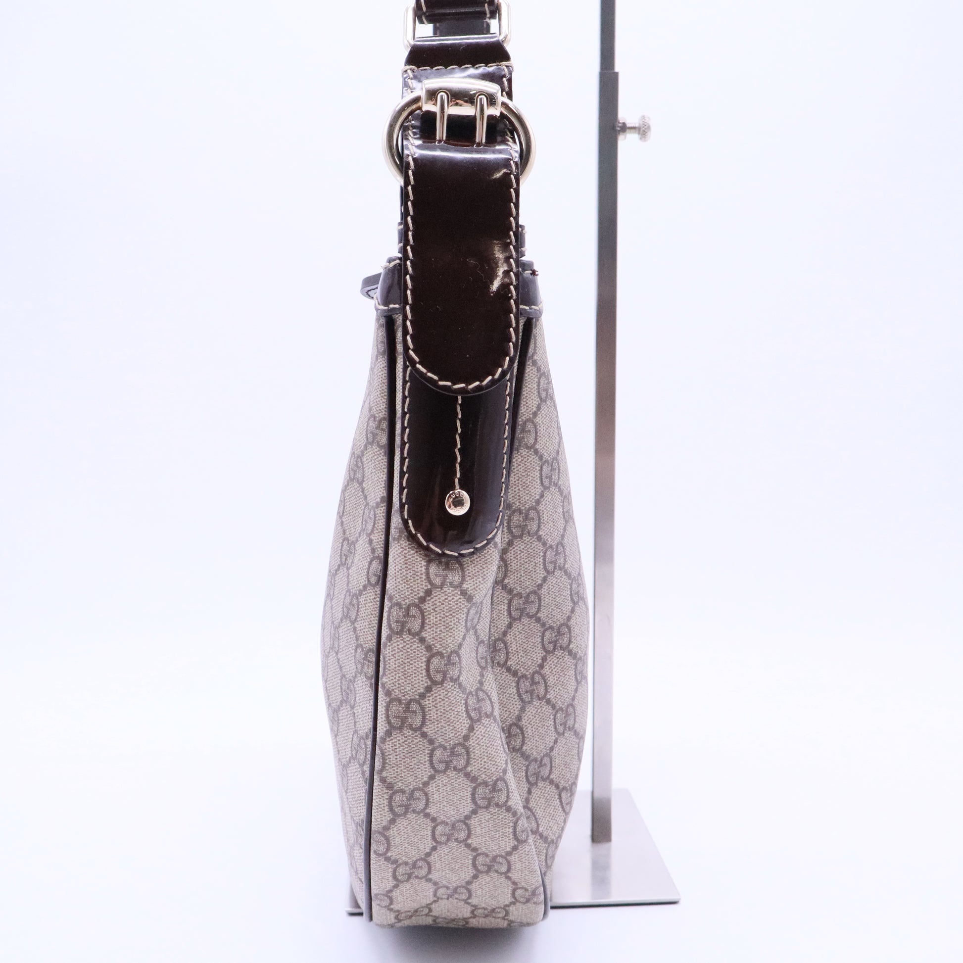 Ophidia small shoulder bag in beige and brown