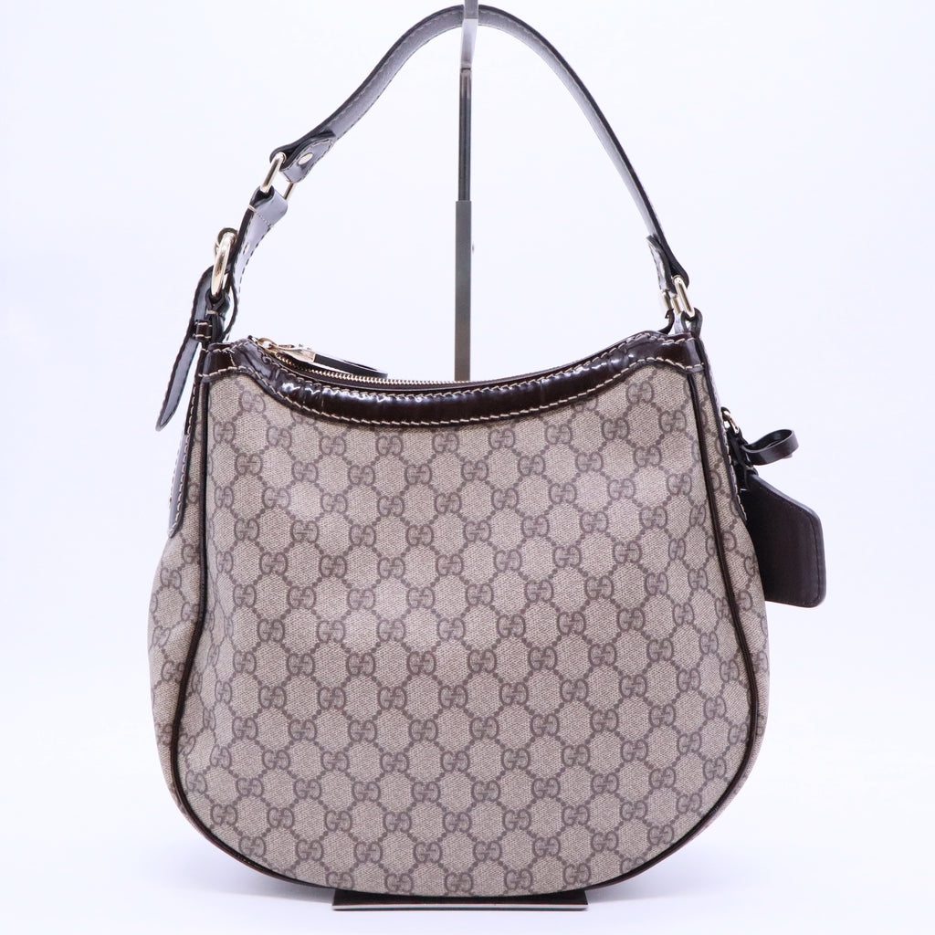 Ophidia small shoulder bag in beige and brown