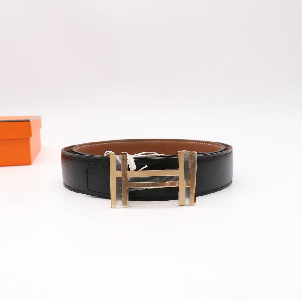 Hermes H au Carre Belt Buckle Leather Strap Twins LDZ503