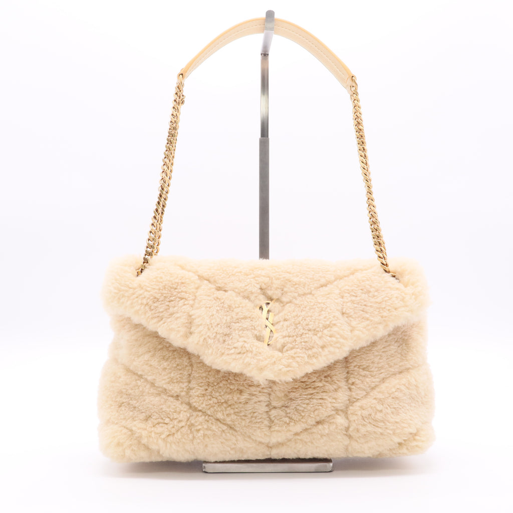 Saint Laurent Small Monogram Shearling Puffer Bag Twins