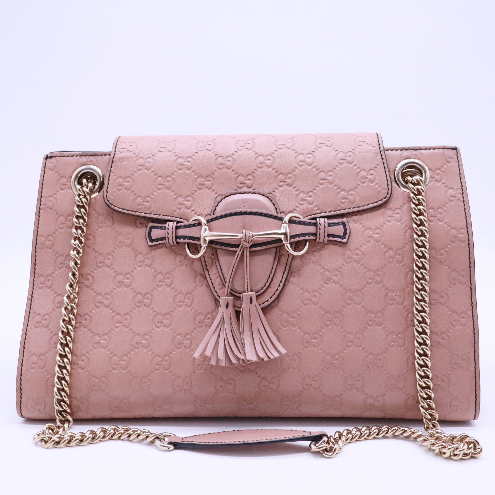 Emily Chain Flap Shoulder Bag Guccissima Leather Large