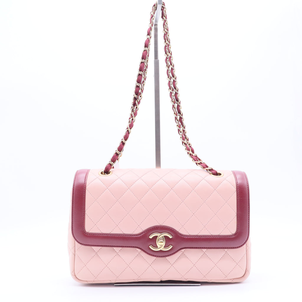 Pink Medium Lambskin Two Tone Day Flap B20258