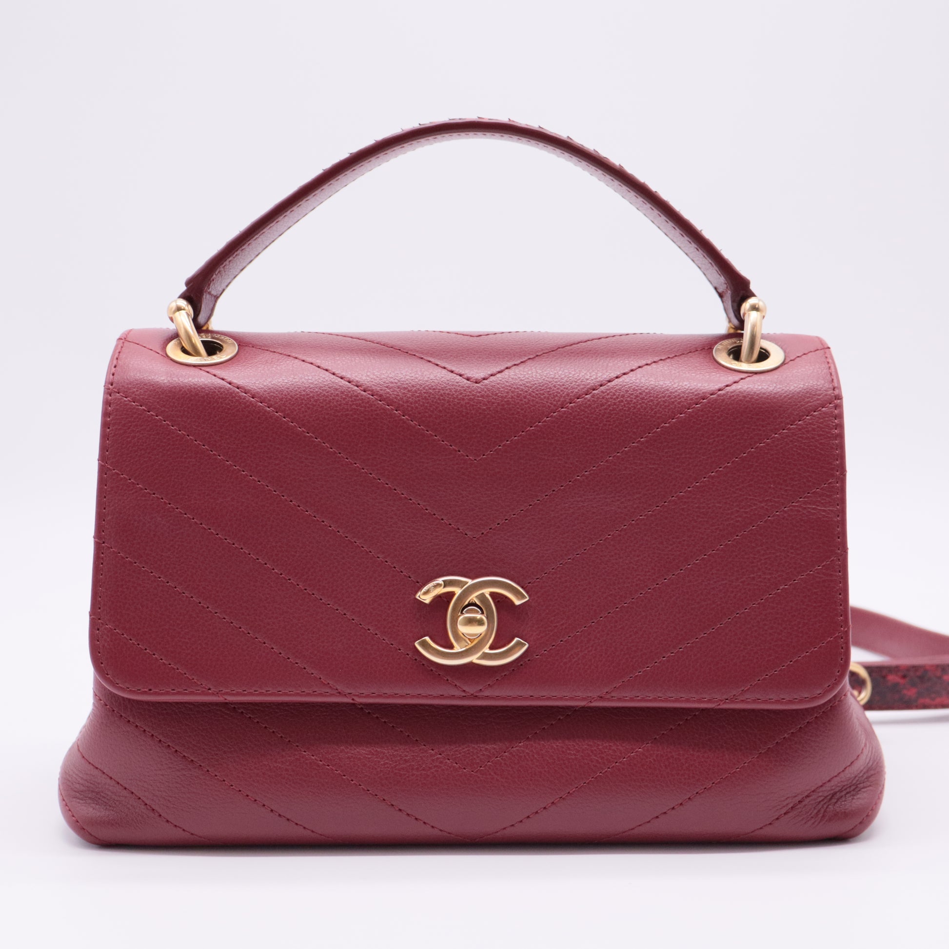 Chevron Chic Top Handle Bag Chevron Calfskin