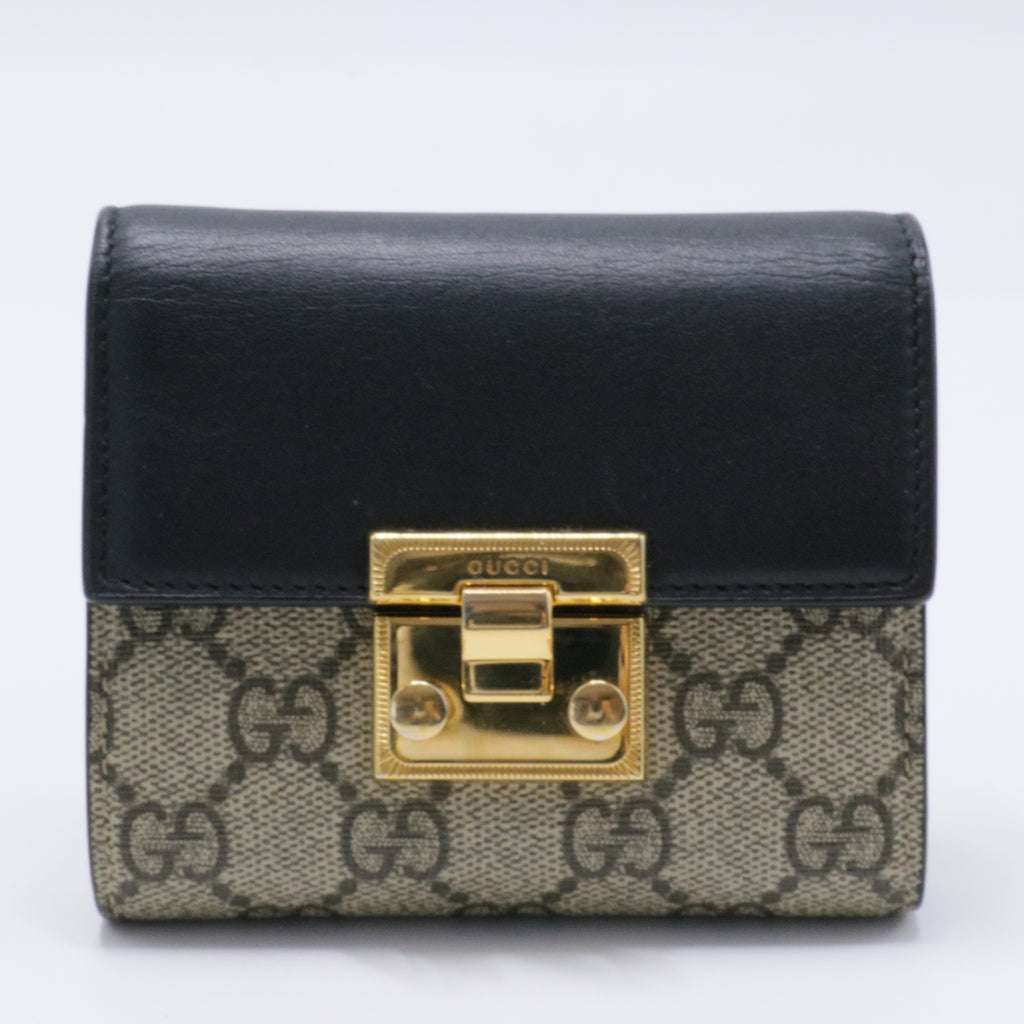 Gucci Padlock Flap Wallet GG Coated Canvas and Leather Small