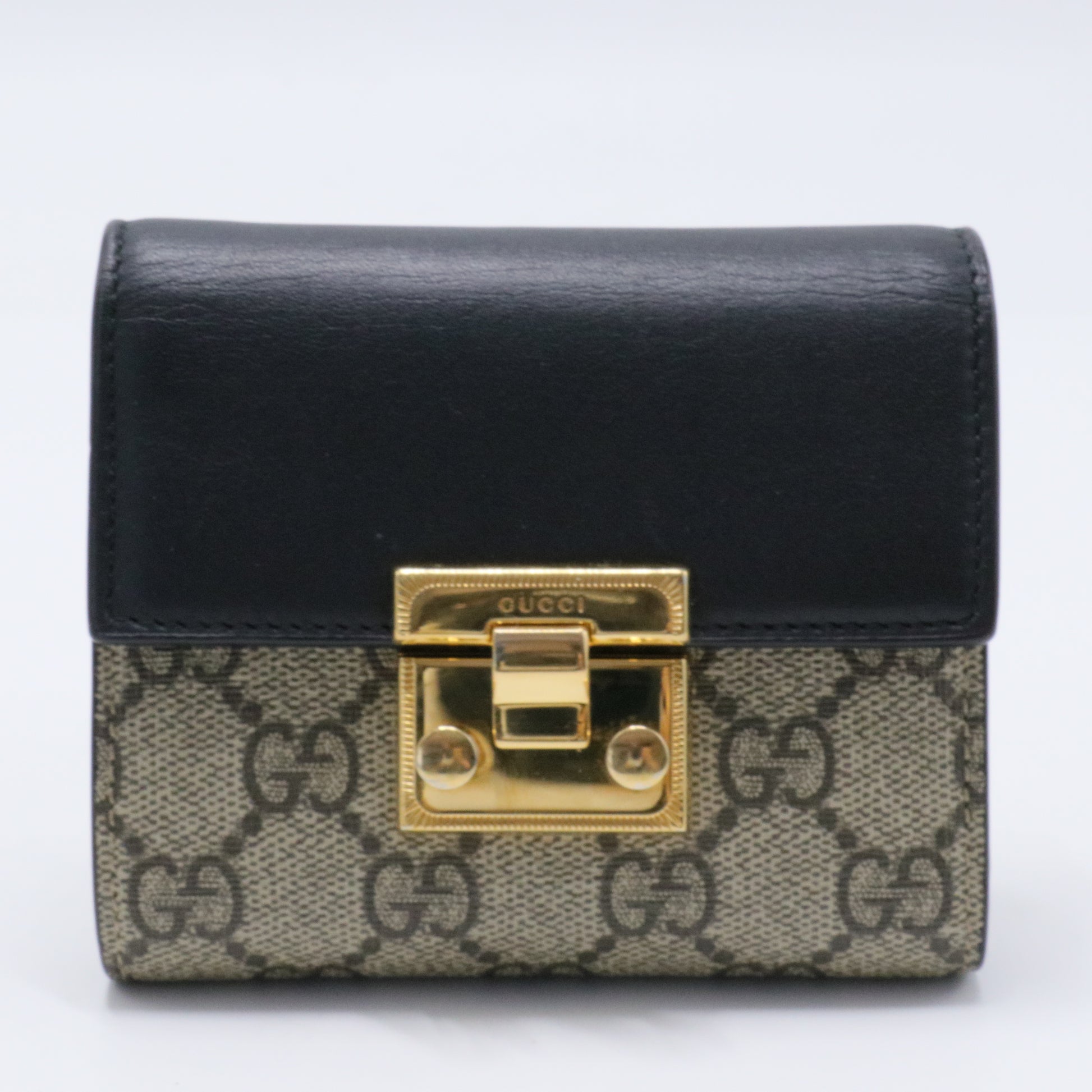 Gucci Padlock Flap Wallet GG Coated Canvas and Leather Small