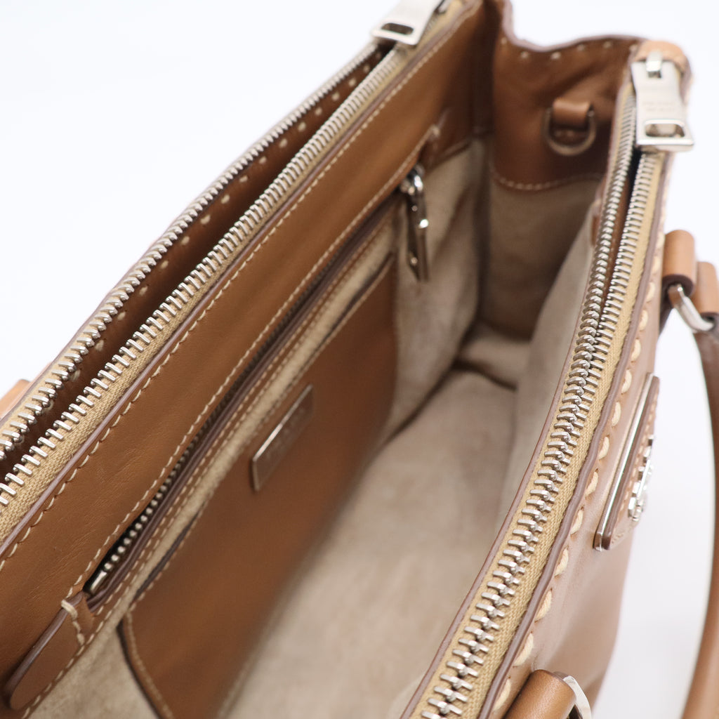 Galleria Double Zip Tote Stitched City Calf