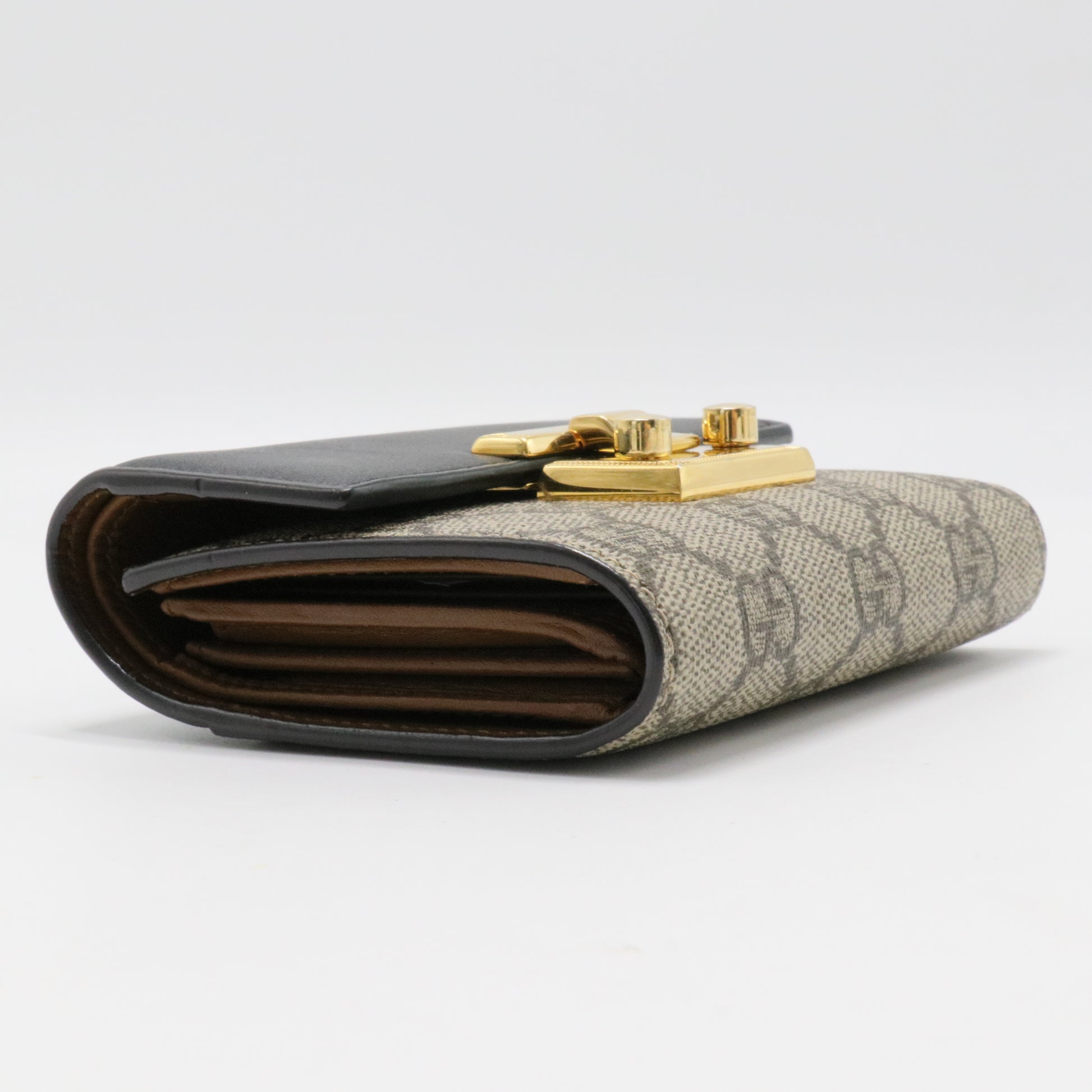 Gucci Padlock Flap Wallet GG Coated Canvas and Leather Small