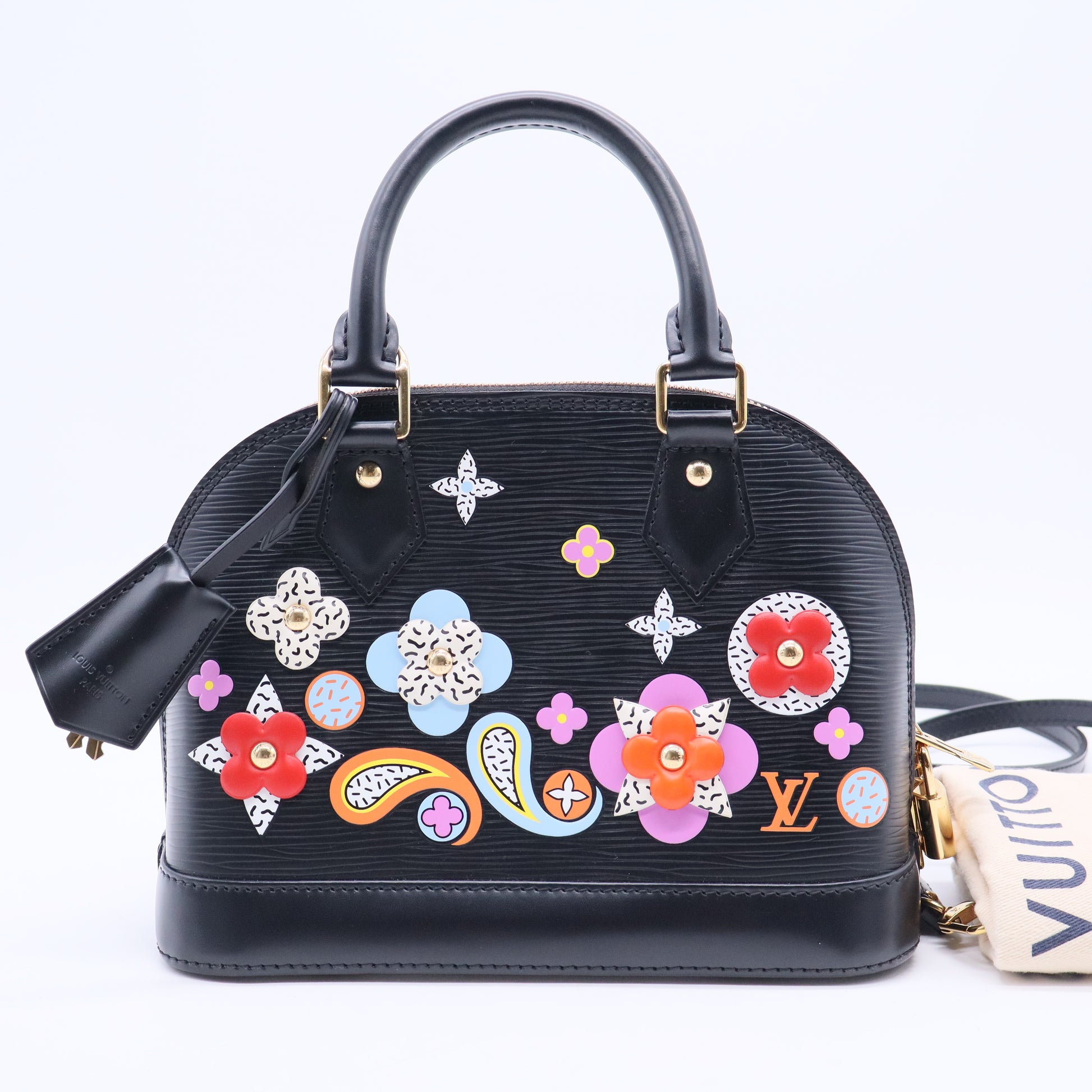 Alma BB blooming flowers epi leather black Twins LDJ3073