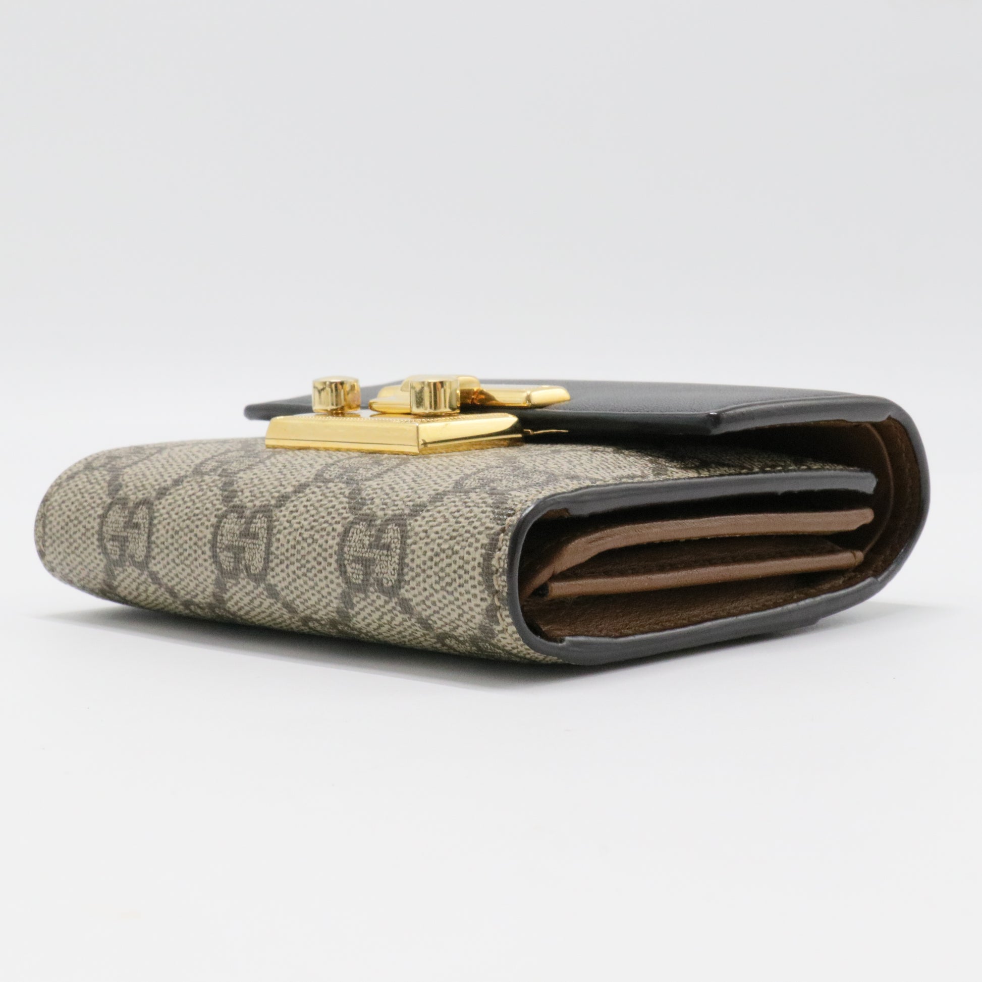 Gucci Padlock Flap Wallet GG Coated Canvas and Leather Small