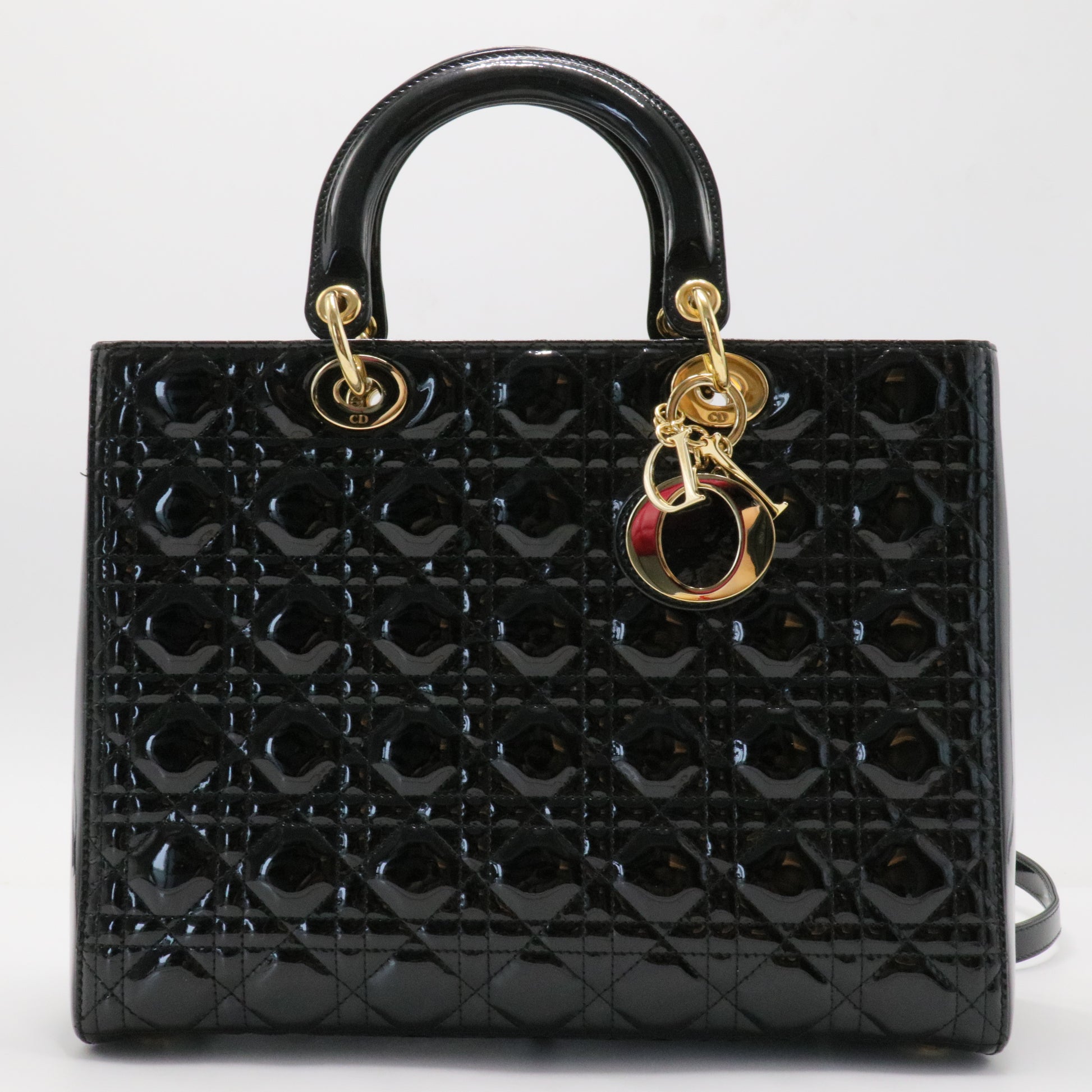 Lady Dior Bag Cannage Quilt Patent Large