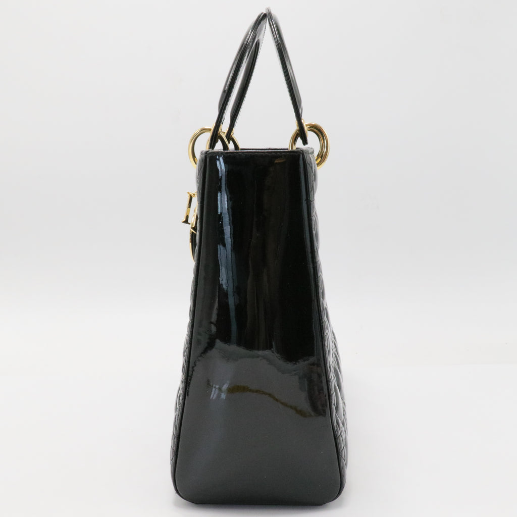 Lady Dior Bag Cannage Quilt Patent Large